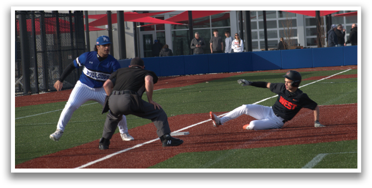 A baseball player slides into home plate while the catcher tries to tag him out. AI generated content