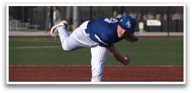 A baseball player in a blue uniform is pitching a ball on a field. AI generated content