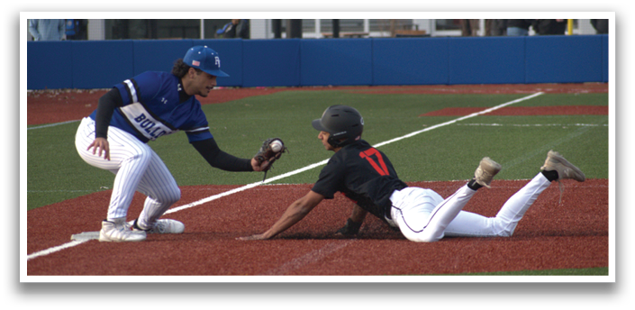A baseball player slides into a base while another player tries to catch the ball. AI generated content