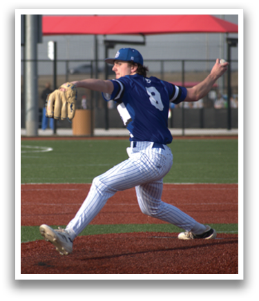 A baseball player in a blue shirt and white pants is pitching a ball. AI generated content