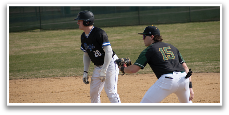 Two baseball players on a field, one holding a bat and the other wearing a baseball glove. AI generated content