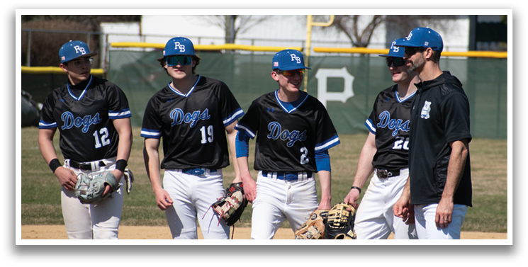 A group of baseball players wearing black jerseys and white pants stand on a field. AI generated content