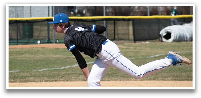 A baseball player in a black and blue uniform is pitching a ball on a field. AI generated content
