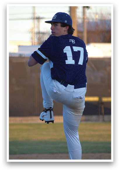 A baseball player in a blue and white uniform is in the process of throwing a ball. AI generated content
