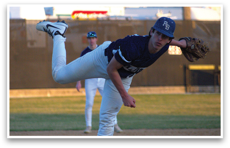 A baseball player in a blue and white uniform is in the process of throwing a ball. AI generated content