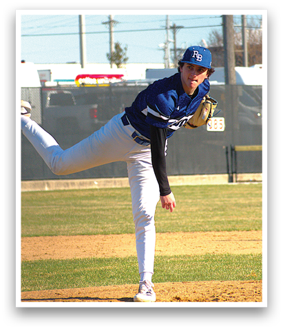 A baseball player in a blue and white uniform is in the process of throwing a ball. AI generated content