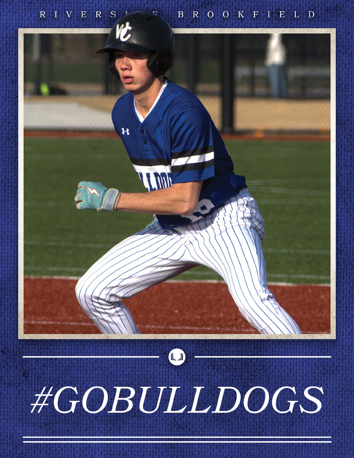 A baseball player wearing a blue and white uniform is running on the field. AI generated content