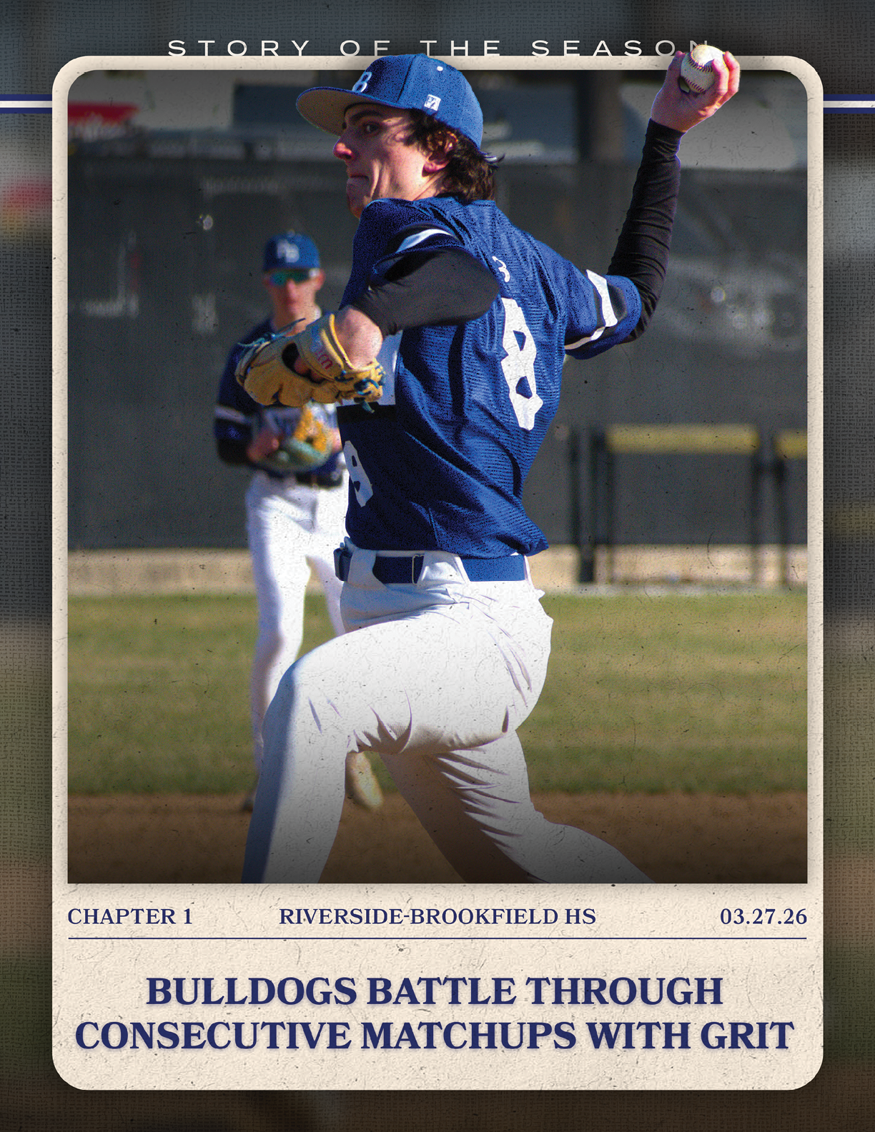 A baseball player in a blue and white uniform is throwing a ball. AI generated content