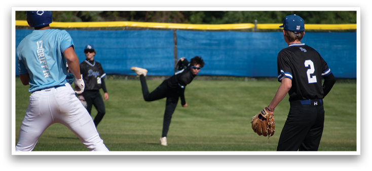 A baseball player is sliding into a base. Description generated by AI