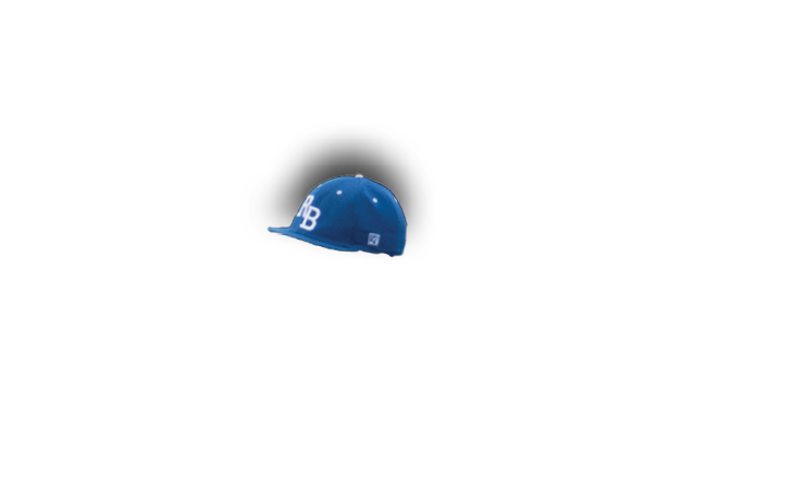 A blue and white object is in the middle of a white background. Description generated by AI