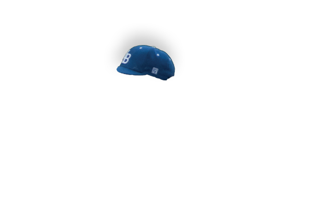 A blue and white object is in the snow. Description generated by AI