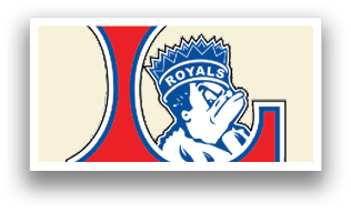 A red and blue logo for the Royals. Description generated by AI