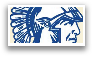 A blue and white spiked helmet. Description generated by AI