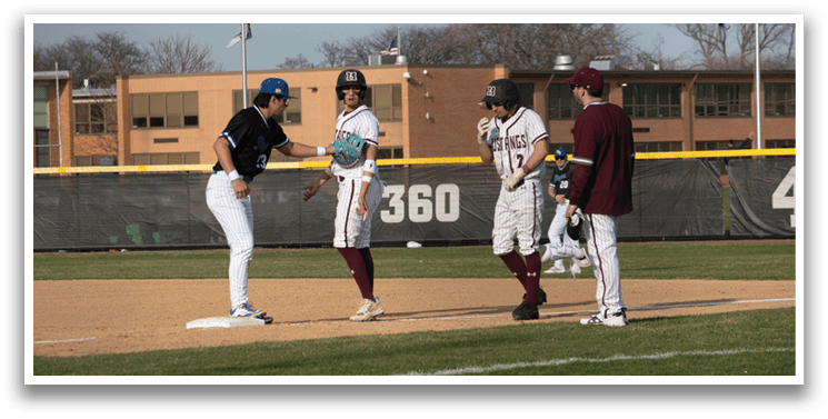 A baseball game is taking place with players on the field. Description generated by AI