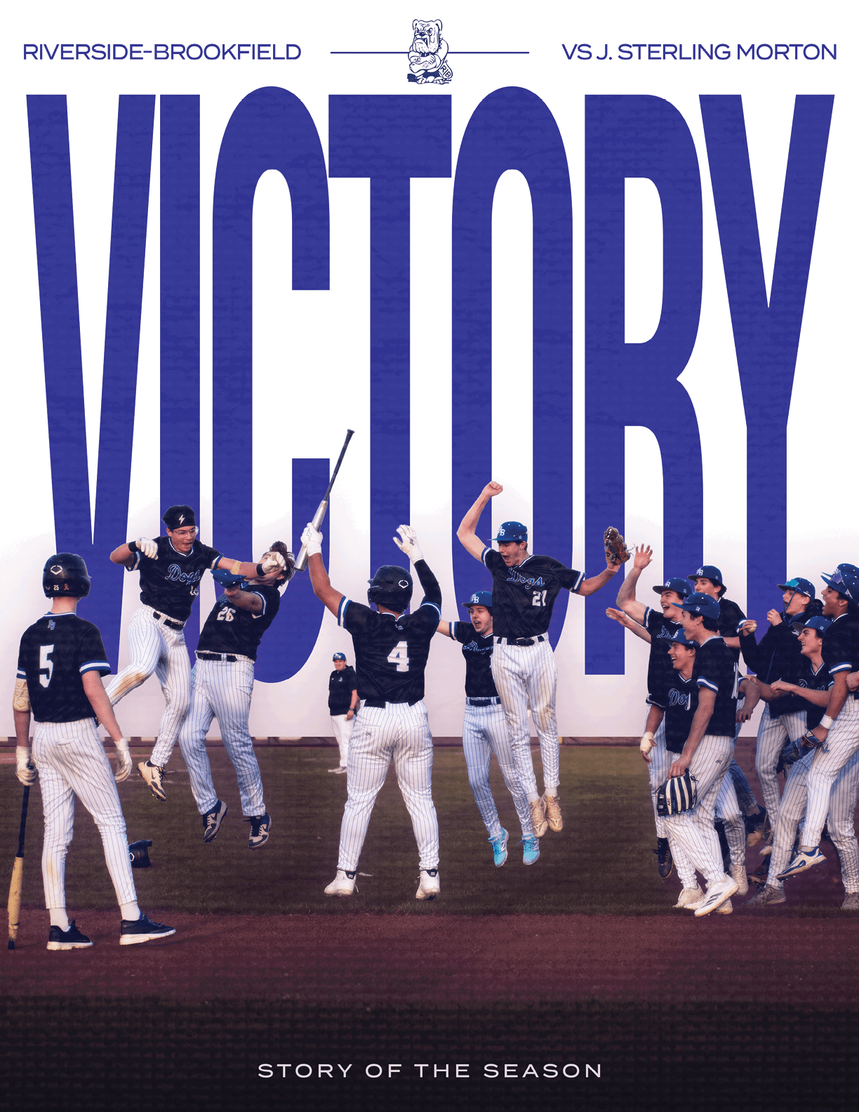 A group of baseball players celebrating a victory. Description generated by AI