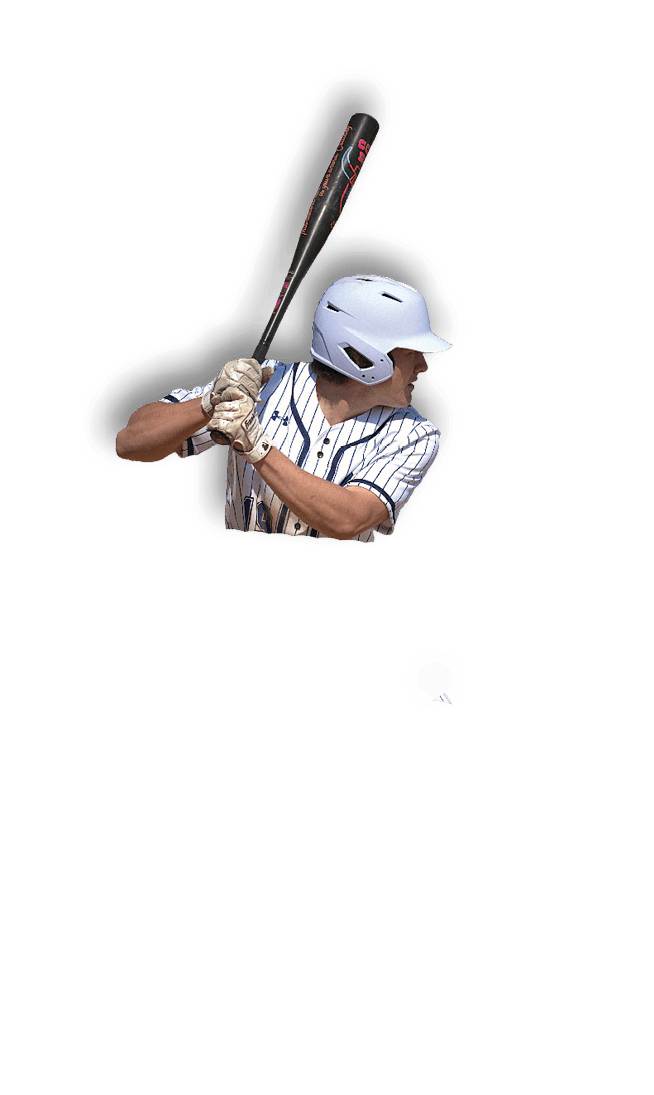 A baseball player in a blue helmet and white uniform is swinging a bat. Description generated by AI