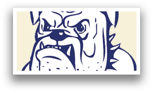 A bulldog statue with a blue and white color scheme. AI generated content
