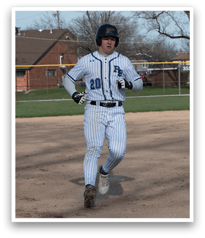 A baseball player running on a field. Description generated by AI