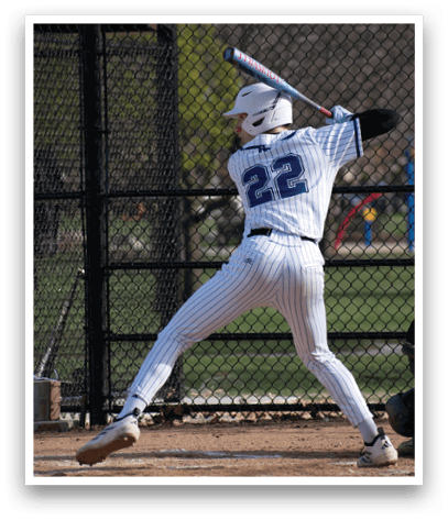 A baseball player is swinging a bat. Description generated by AI