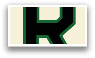 A black and green letter R. Description generated by AI