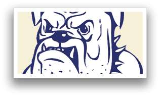 A bulldog statue with a blue and white color scheme. AI generated content