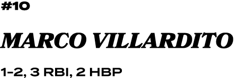 #10 Marco VillardiTO 1 2, 3 RBI, 2 HBP