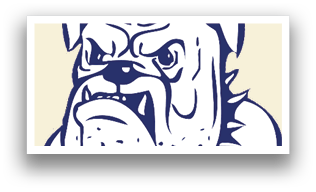 A bulldog statue with a blue and white color scheme. AI generated content