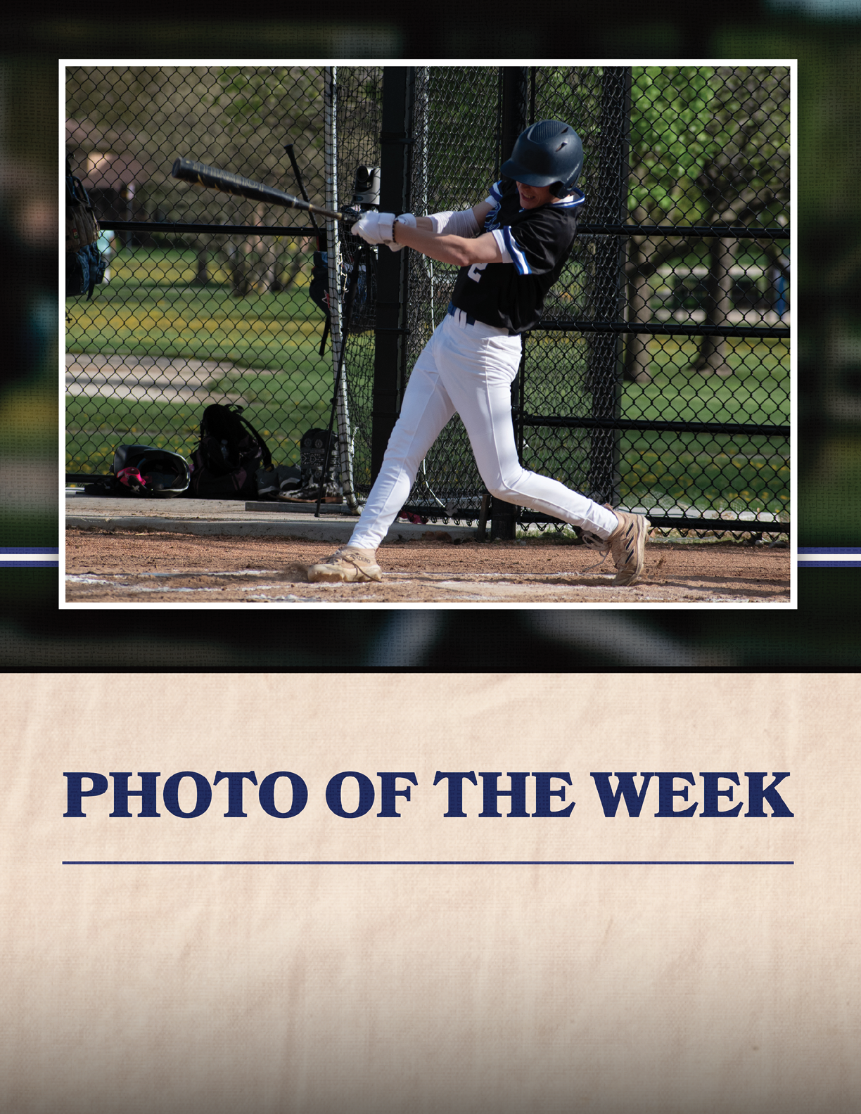 A baseball player swinging a bat. Description generated by AI