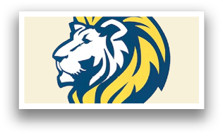 A yellow and blue lion logo. Description generated by AI