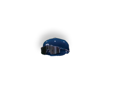 A blue hat on a white background. Description generated by AI