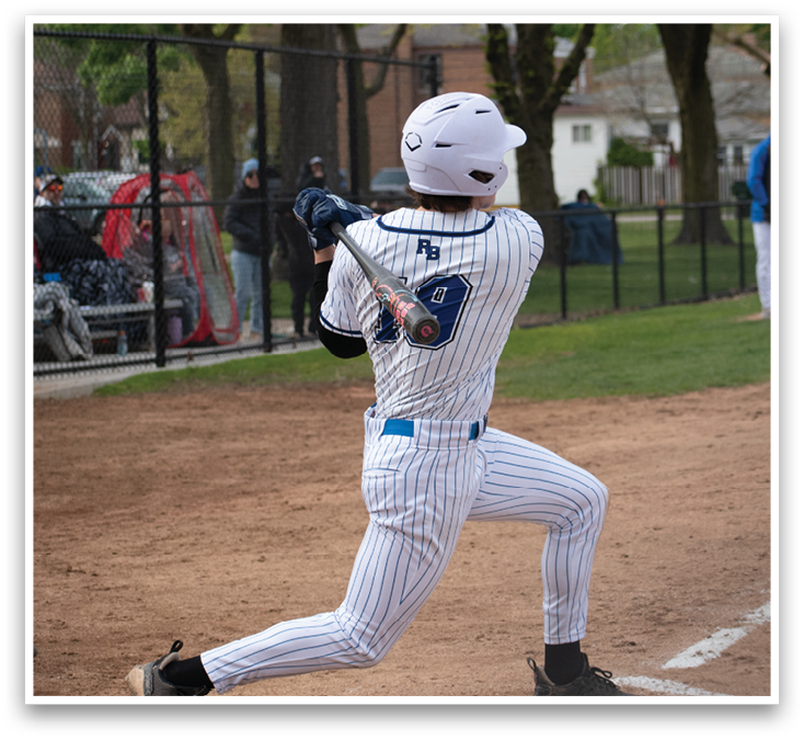 A baseball player is swinging a bat. Description generated by AI
