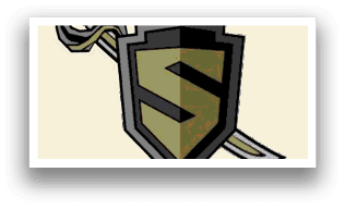 A shield with a sword on top. Description generated by AI