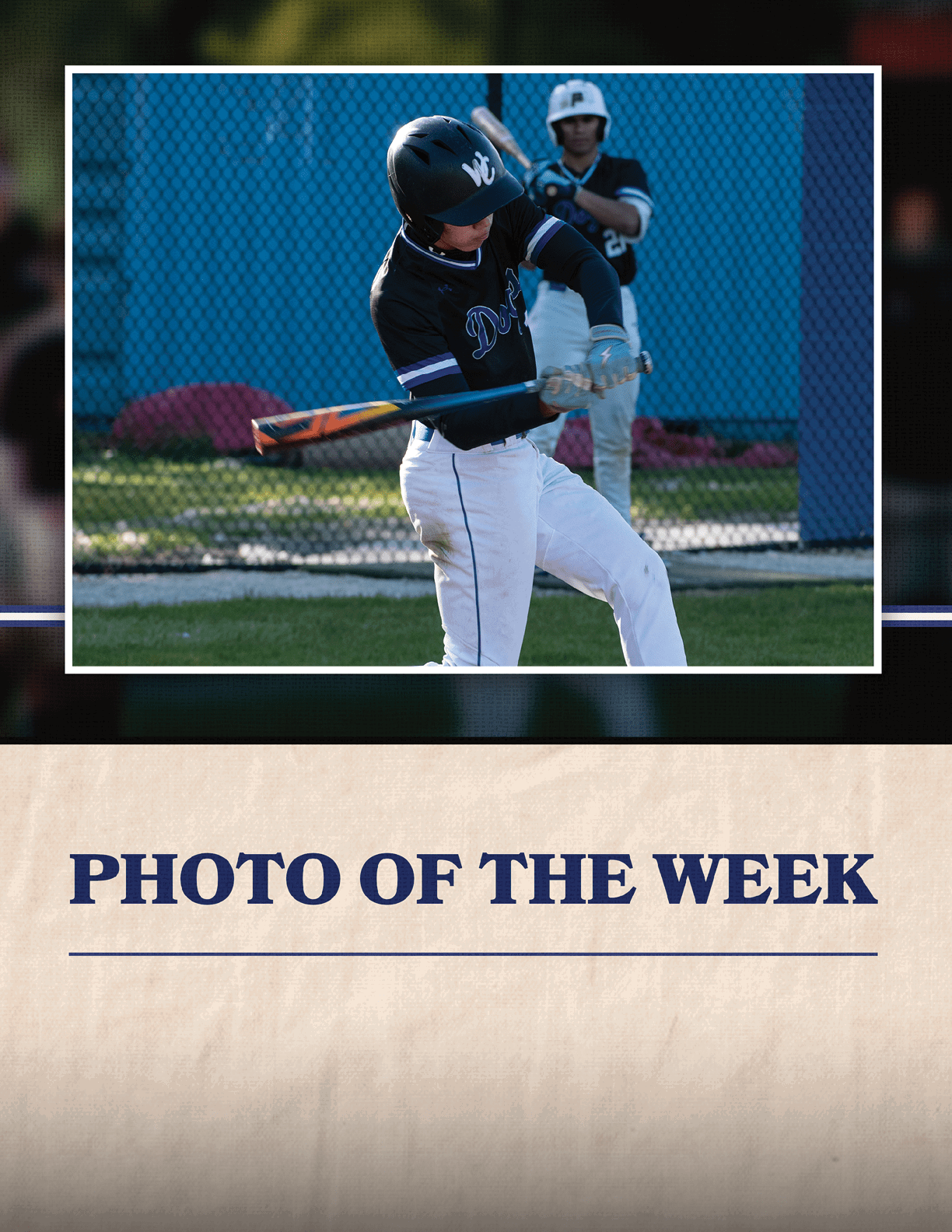A baseball player swinging a bat. Description generated by AI