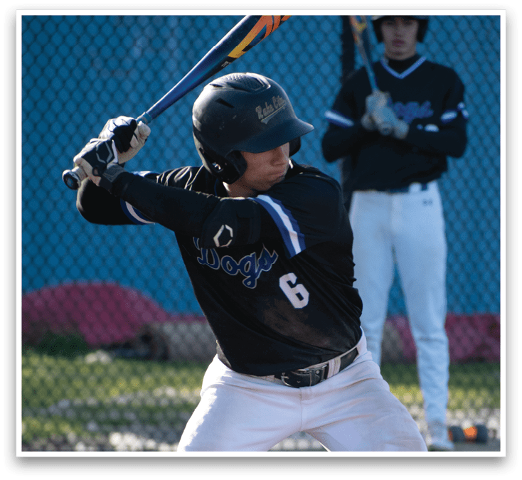 A baseball player is swinging a bat. Description generated by AI