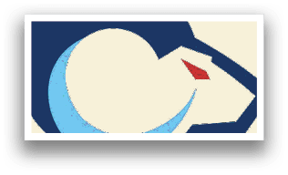 A blue and red logo with a circle and a bird. Description generated by AI