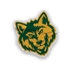 A collection of sports and university logos, including a baseball glove, a wolf, a baseball bat, and a California state map. AI generated content