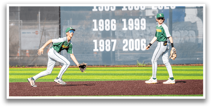 Two baseball players are running on a field, one wearing a green shirt and the other wearing a white shirt. They are both holding baseball gloves. AI generated content