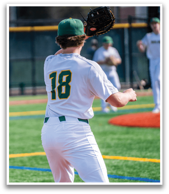A baseball player wearing a green and yellow jersey with the number 18 on it is in the process of throwing a ball. AI generated content