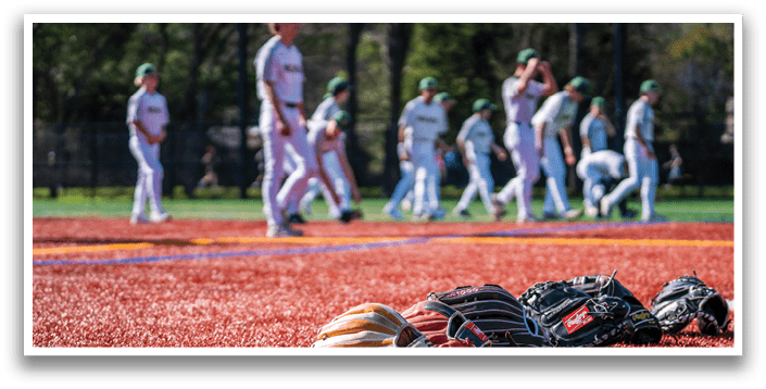 A group of baseball players are standing on a field with their gloves. AI generated content