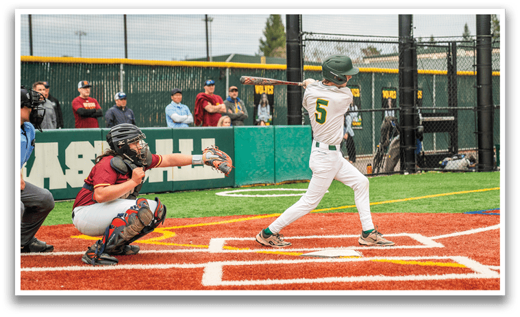 A baseball player is swinging a bat at a ball during a game. AI generated content