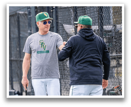 Two men wearing baseball uniforms are shaking hands. AI generated content