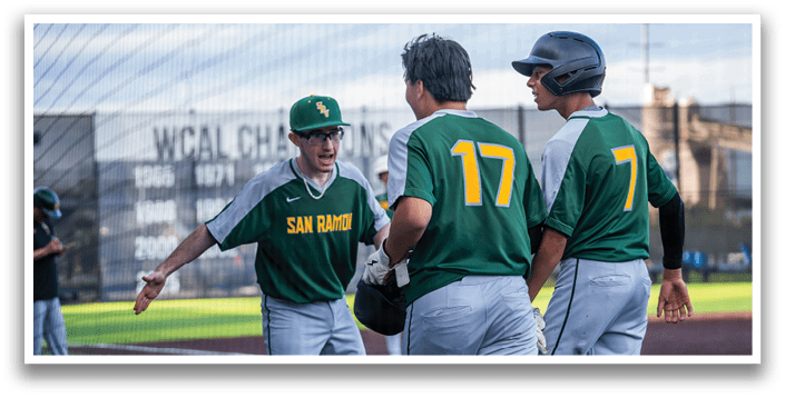 Three baseball players wearing green and yellow uniforms are standing on a field. One player is holding a baseball bat, while another player is holding a baseball glove. They are engaged in a conversation, possibly discussing their game strategy. AI generated content