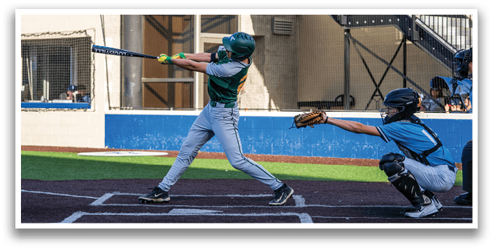 A baseball player is swinging a bat, attempting to hit a ball. The batter is wearing a green and yellow shirt. AI generated content