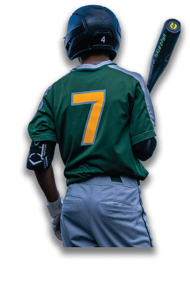 A baseball player wearing a green and yellow jersey with the number 7 on the back. AI generated content