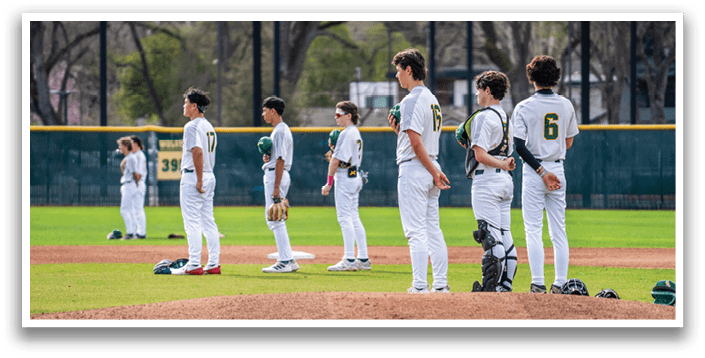 A group of baseball players are standing on the field, wearing their uniforms and holding their gloves. AI generated content