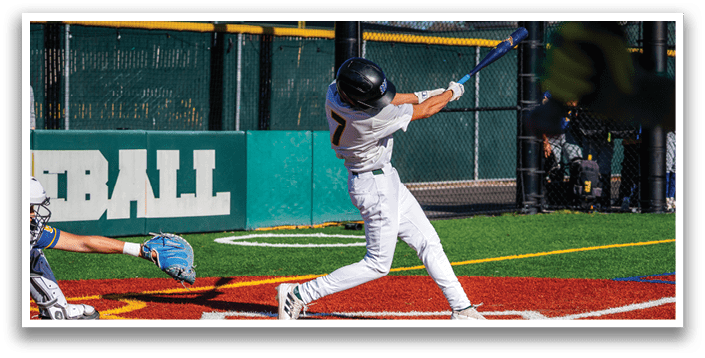 A baseball player is swinging a bat, attempting to hit a ball. AI generated content