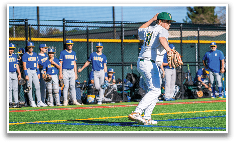 A baseball player in a white uniform is pitching a ball on a field. AI generated content