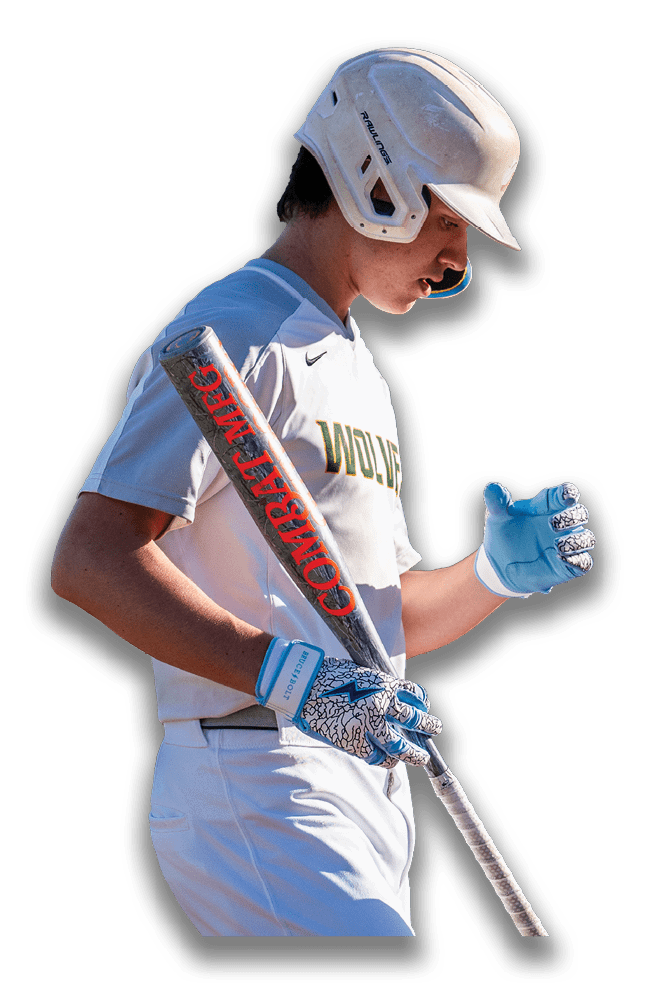 A baseball player holding a bat, wearing a helmet and a white uniform. AI generated content