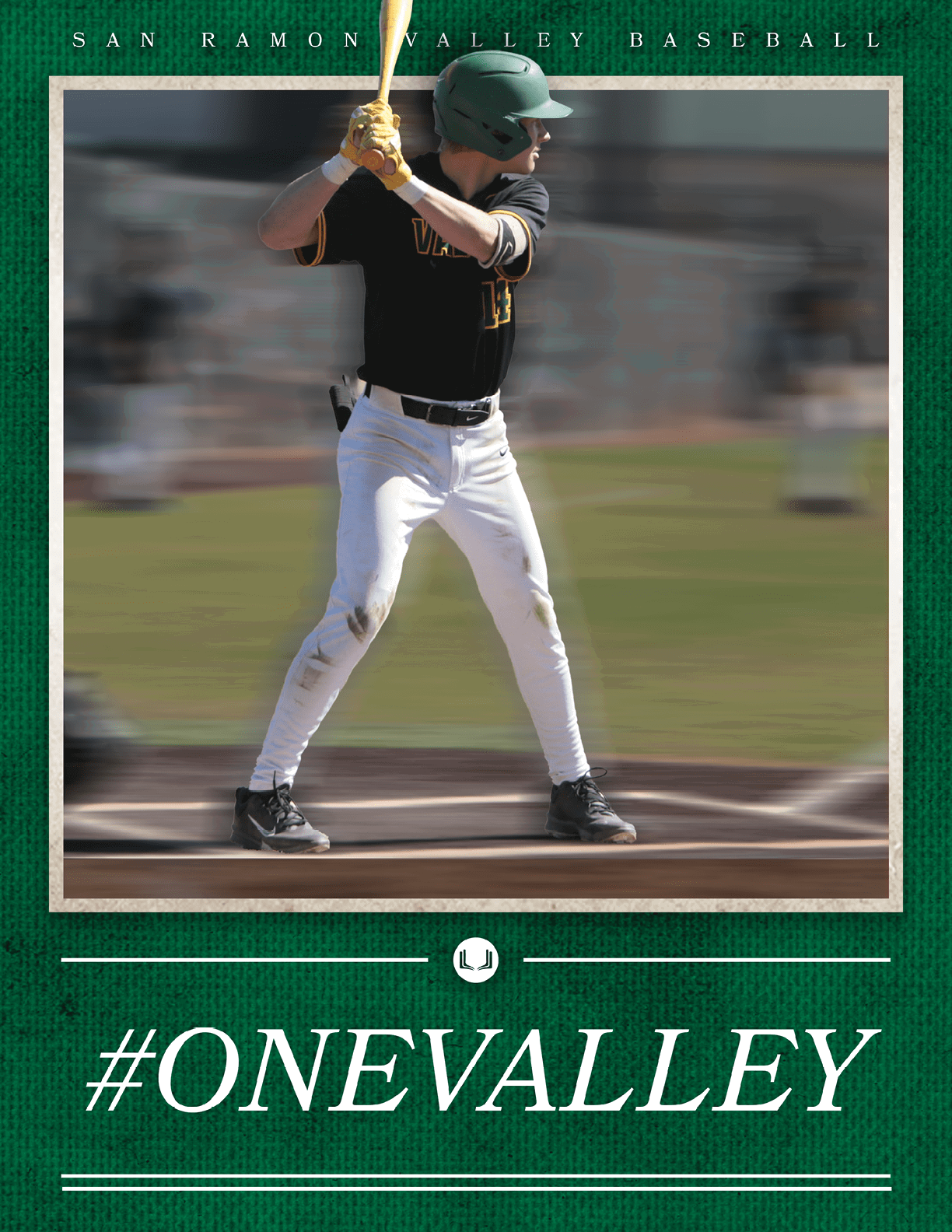 A baseball player in a green helmet and black jersey is swinging a bat. AI generated content