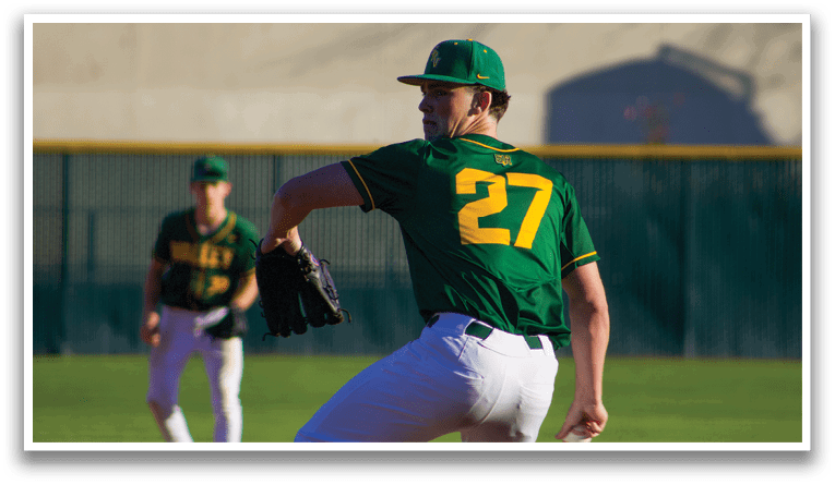 A baseball player in a green and yellow jersey is throwing a ball. AI generated content